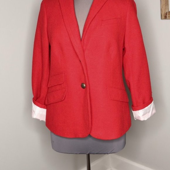 TALBOTS Petites Classic RED 2 Button WOOL Blazer SIZE 12p LIKE NEW Condition! - Picture 9 of 9